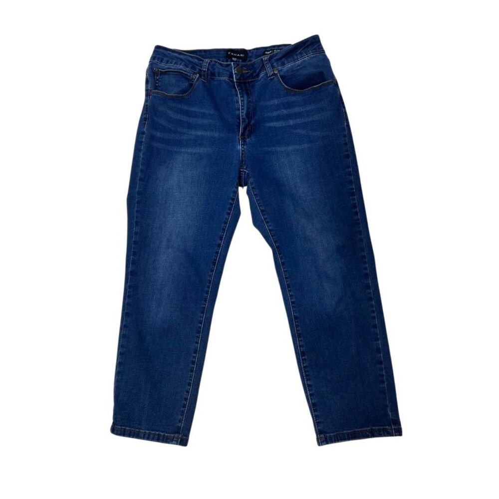 Tahari Hannah Mid-rise Capri Jeans Women's Size 10/30 Blue Zip-fly Skinny